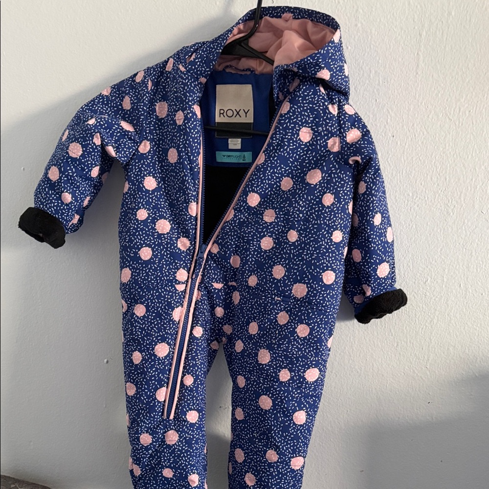Roxy Kids Navy One-Piece with Pink Polka Dots